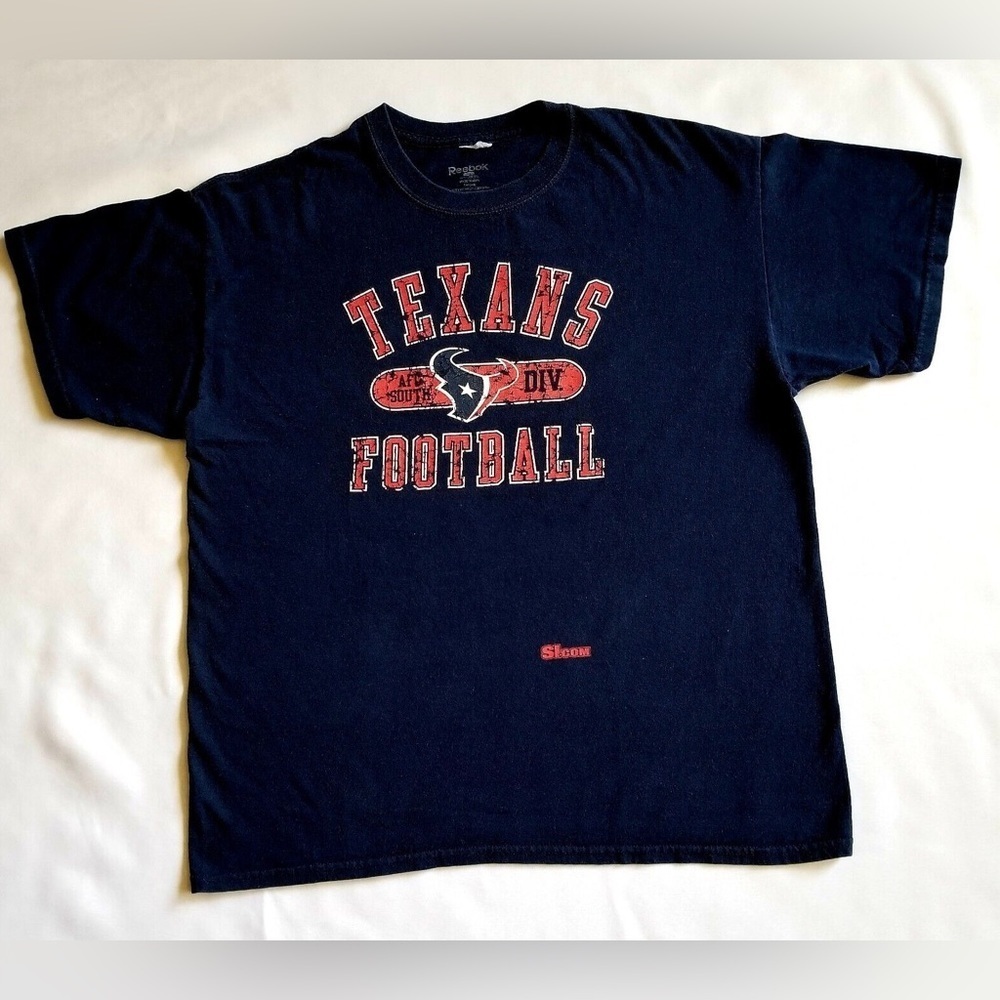 Reebok NFL Houston Texans T-Shirt Men’s XL Blue Cotton Football Tee